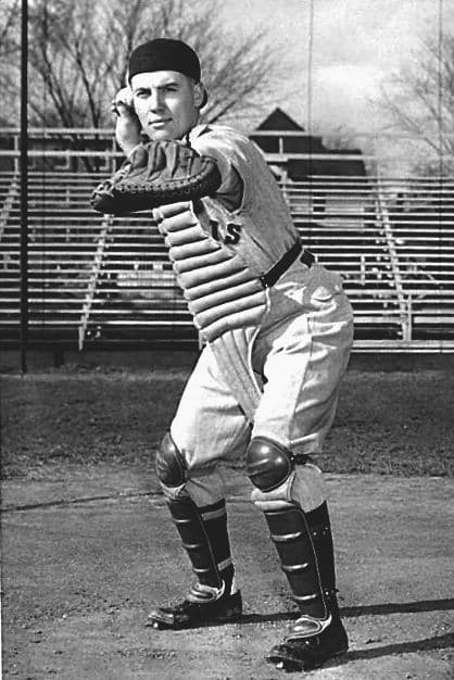 Pictured, Lee Paul “Coach” Eilbracht back in his playing days with the University of Illinois baseball team.