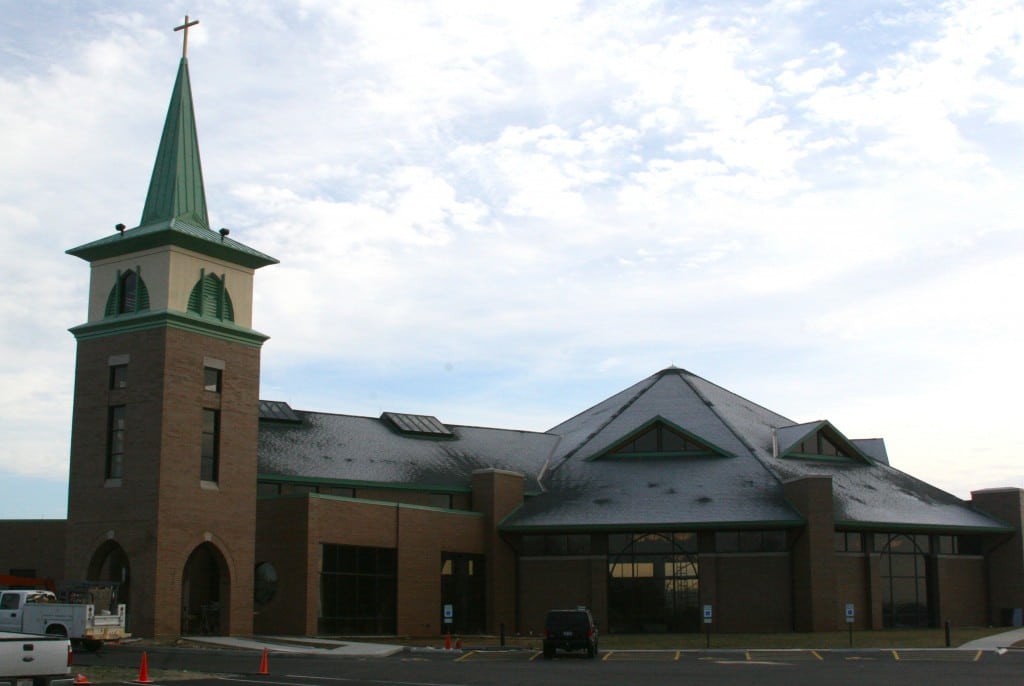 Work nears completion on the new Immaculate Conception Catholic Church on the north end of Columbia.(Corey Saathoff photo)