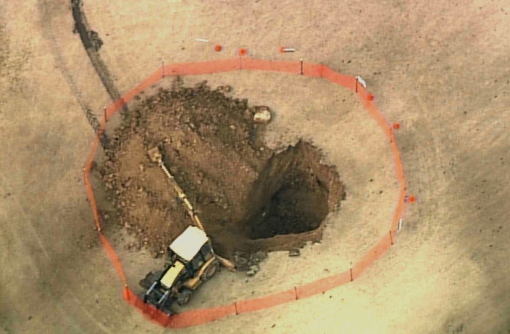 Aerial provided by Fox 2 News taken on March 12 after it has been dugout. (SkyFox photo)