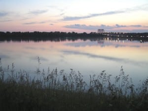 A photo of high water along the Fish Lake levee in Columbia in July 2008.