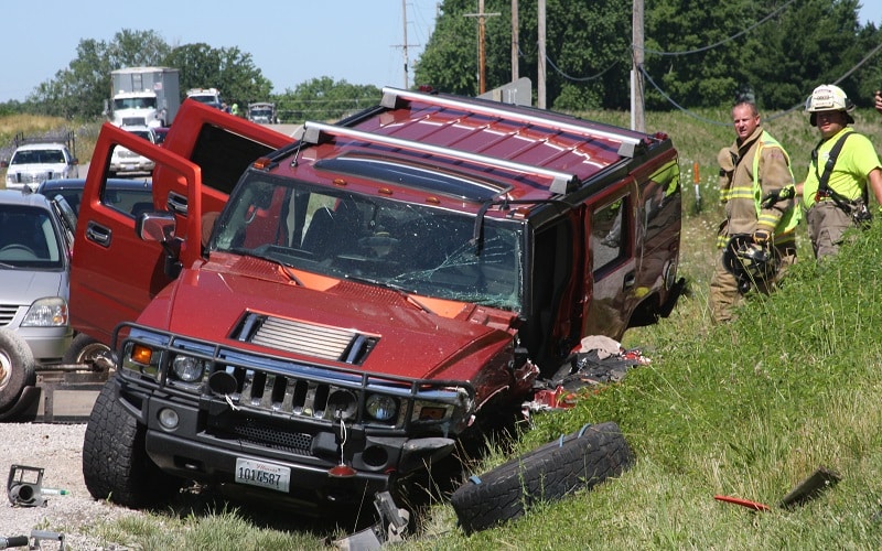 Pictured is the Hummer that was struck nearly head-on by a Pontiac Grand Am around 10 a.m. Thursday on Route 158 just outside of Columbia. The female driver of the Hummer was transported by ambulance to an area hospital for treatment of minor injuries. The driver of the Grand Am was airlifted to a St. Louis hospital with serious injuries that were not considered life-threatening. (Corey Saathoff photo)