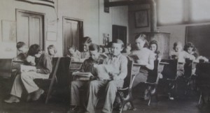 Pictured are schoolchildren inside the Monroe City schoolhouse, circa 1933-34. (photo courtesy Valmeyer Community Heritage Society)