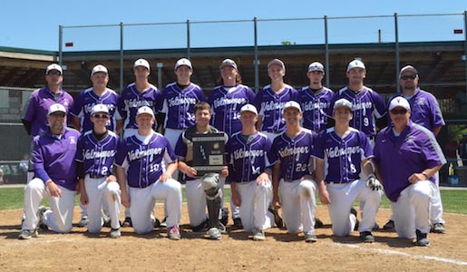 The Valmeyer baseball team poses with its regional plaque on Saturday. (Corey Saathoff photo)