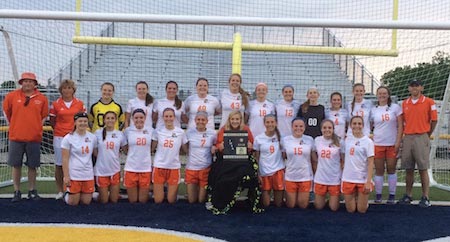 The Waterloo girls soccer team smiles after winning the Class 2A Marion Regional title on Friday night. (submitted photo)