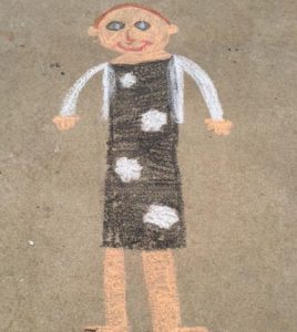 A student’s rendition of Brenda Limestall drawn with chalk. (submitted photo)