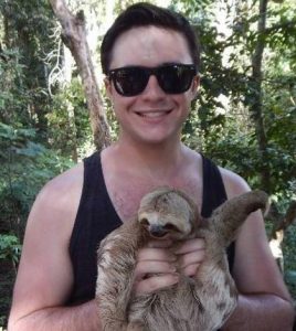 Gutknecht holds a sloth during his adventure in the middle of the Amazon. (submitted photo)