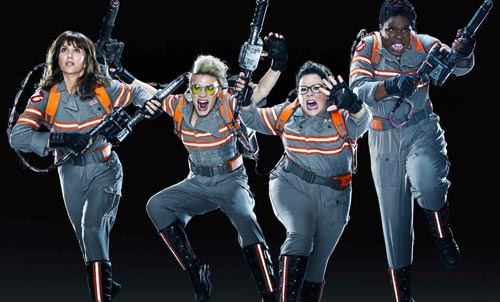 Pictured are "Ghostbusters" castmembers Kristen Wiig, Kate McKinnon, Melissa McCarthy and Leslie Jones.