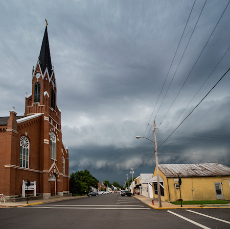 Pictured is the approaching storm on Wednesday afternoon as seen in downtown Waterloo. (Alan Dooley photo)