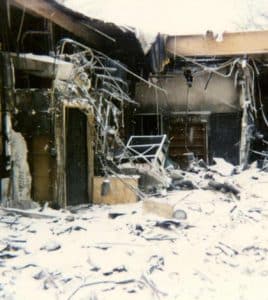 The fire of 1995 destroyed Gibault’s library and damaged much of Building A. (submitted photo)