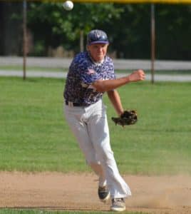 Valmeyer shortstop Cole Juelfs throws to first base during a recent game. (Corey Saathoff photo)