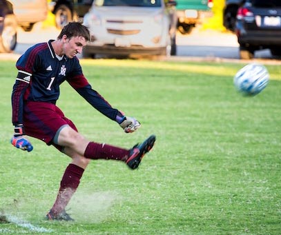 Gibault goalkeeper Trevor Davis kicks the ball deep down the field on Monday. For more photos from the match, click here. (Alan Dooley photo)