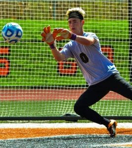 Pictured is Waterloo senior goalkeeper Trevor Coplin, who has seven shutouts for the Bulldogs so far this season. (John Spytek photo)