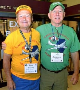 Veterans selected to travel to Washington, D.C. on the Land of Lincoln Honor Flight are paired with a guardian for the duration of the trip. Pictured is Fred Harres with guardian Joe Anderson. (submitted photo)