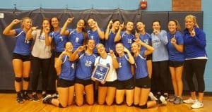 Pictured is the Columbia High School volleyball team following its first place finish in the Metro Classic tournament in Belleville on Saturday. (submitted photo)