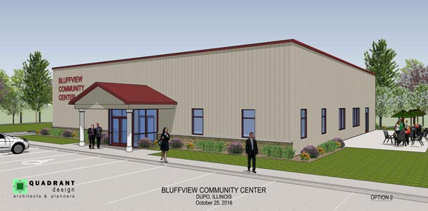 Pictured is a visual representation of the proposed Dupo community center. (Courtesy of Quadrant Designs)