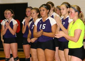 Pictured, the Valmeyer volleyball team reacts following Thursday's loss to Norris City in the sectional final. (Kermit Constantine photo)