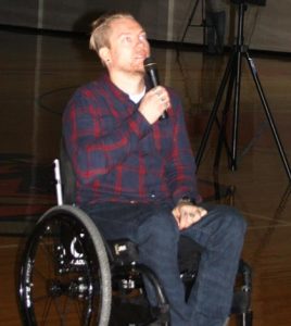 Kevin Brooks speaks during Thursday’s forum in the WHS gym. (Sean McGowan photo)