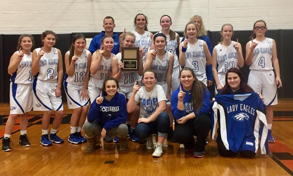 The Columbia Middle School 2016 eighth grade girls basketball team.