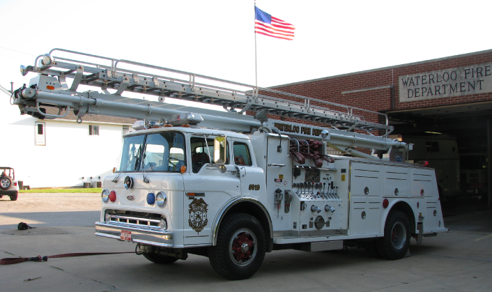 Pictured is a Waterloo Fire Truck parked outside the current WFD. (Photo courtesy of WaterlooFD.net/)