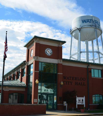 Waterloo-city-hall-with-water-tower