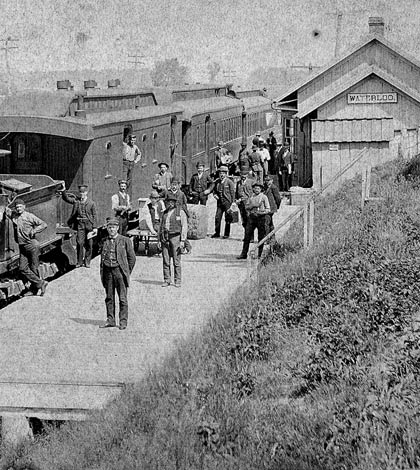 Rail service came to Monroe County in 1866. Pictured is Engine 73 and several cars at an undetermined date, believed to be part of the Golf, Mobile and Ohio railroad. (submitted photo)