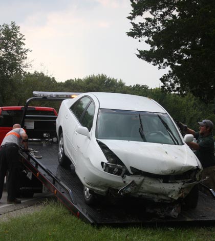 Pictured is the vehicle involved in the crash on Route 156. (Sean McGowan photo)