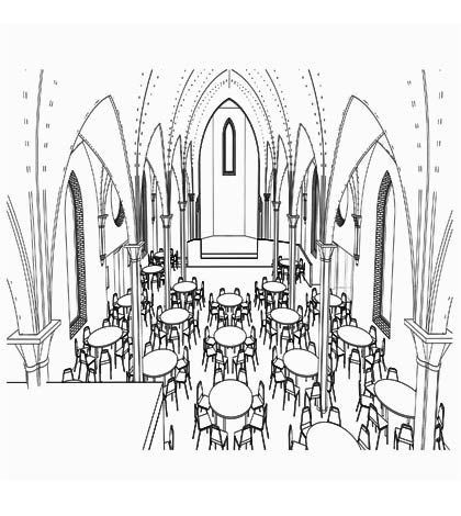 Pictured is a site plan for the inside of the former Immaculate Conception Church on South Main Street in Columbia, which will become an event center. (submitted photo)