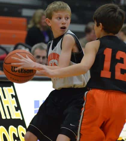 Pictured, youth basketball players compete during a scrimmage held at halftime of a Waterloo High School varsity basketball game a couple of years ago. (Corey Saathoff photo)