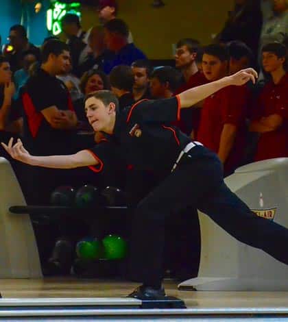 Pictured is Waterloo High School bowler Ryan Matzig, who rolled a 1,240 at Monday's regional to advance to Saturday's sectional as an individual. (John Spytek photo)