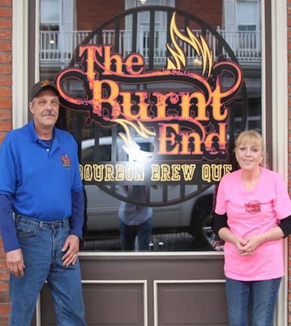 Donna and Terry Reinhardt opened their new barbecue restaurant The Burnt End in Red Bud in early March. (Sean McGowan photo)