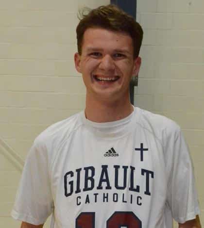 Andrew Durrer leads the Gibault boys volleyball team in blocks with 10.
 (Corey Saathoff photo)