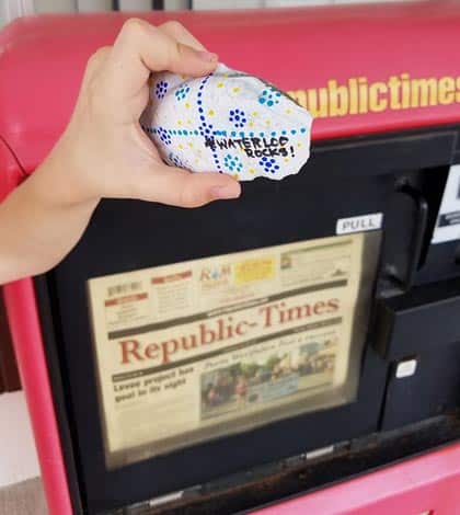 Pictured is a painted rock located at the Republic-Times newsstand on North Main Street. 