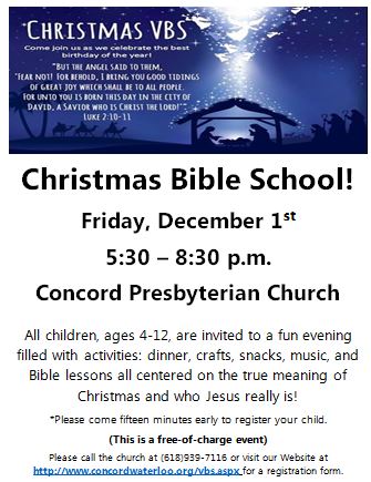 Christmas Vacation Bible School | Concord Presbyterian Church