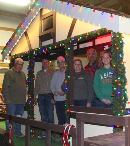 Pictured, City of Waterloo representatives and employees on last year's Waterloo Santa Float, from left, are Mayor Tom Smith, building inspector Nathan Krebel, electric department line foreman Chuck Steppig, budget officer Shawn Kennedy, public works director Tim Birk and community relations coordinator Sarah Deutch. (Sean McGowan photo)