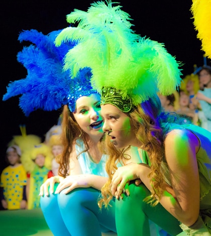 Pictured acting out a scene in the play, from left, are Bird Girls Madison Naumann and Madison Parker. (Jorgen Pedersen photo)