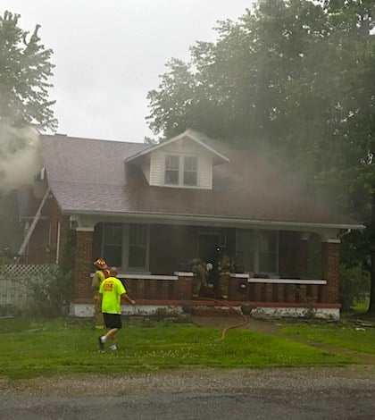 ictured is the Eckerty house on Rapp Avenue in Columbia following a lightning strike. (Corey Saathoff photo)
