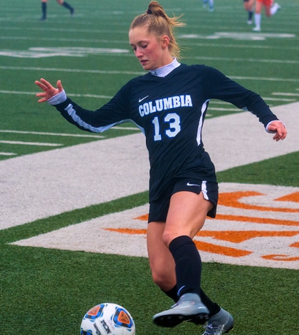 Columbia's Kennedy Jones earned all-state honors after scoring 51 goals with 19 assists to lead the Eagles this spring. (Alan Dooley photo)
