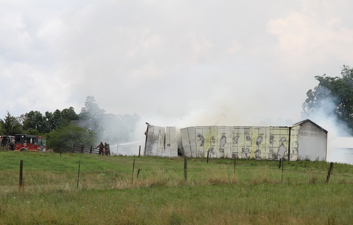 Fire destroys hay barn near Maeystown