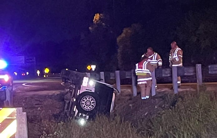 Man in custody after crash, search in Columbia