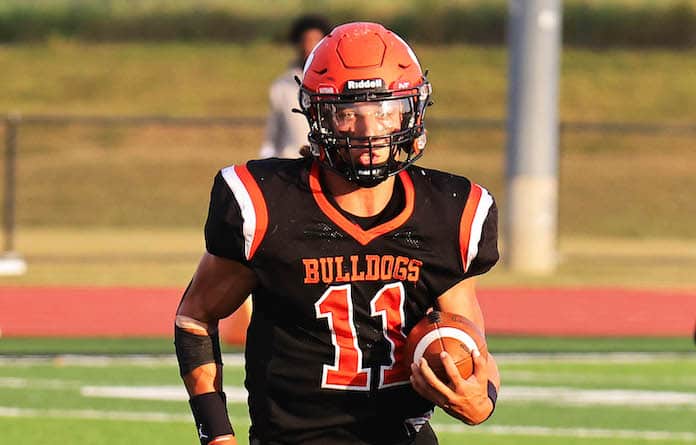 Koby Osterhage (11) of Waterloo runs the ball against St. Marys on Friday, September 8, 2023 at Waterloo High School in Waterloo, Illinois. Paul Baillargeon