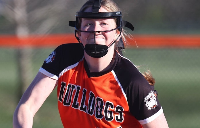 Aidan Dintleman (25) of Waterloo delivers a pitch to New Athens in the top of the fourth inning in their game against New Athens on Wednesday, March 27, 2024 at Waterloo High School.