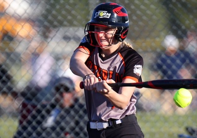 Grayce Mayer (4) of Waterloo slaps the ball to the ground against O'Fallon at the O'Fallon Millburn Campus on Wednesday March 26, 2025.