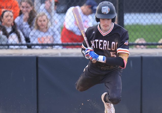 Drake Luedeman (5) of Waterloo avoids being hit by the ball against O'Fallon in a non league game at Waterloo High School on Tuesday March 24, 2026. Paul Baillargeon