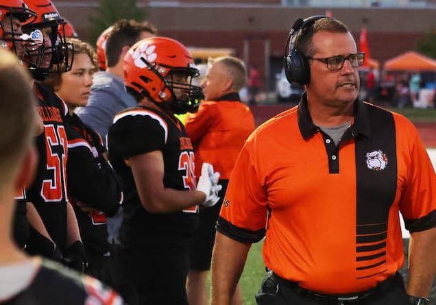 Waterloo coach Dan Rose stalks the sideline late in their game against St. Marys on Friday, September 8, 2023 at Waterloo High School in Waterloo, Illinois. Paul Baillargeon