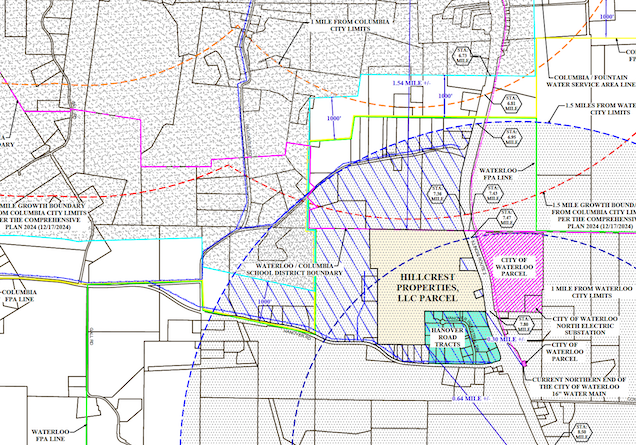 water service area boundary map